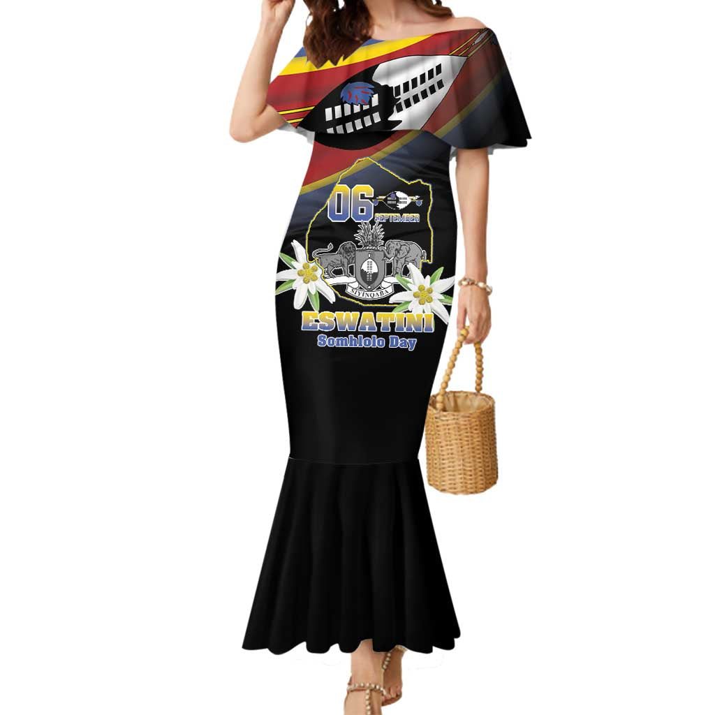 Personalized Eswatini Independece Day Mermaid Dress Coat Of Arms With Map - Wonder Print Shop