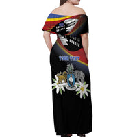 Personalized Eswatini Independece Day Off Shoulder Maxi Dress Coat Of Arms With Map - Wonder Print Shop