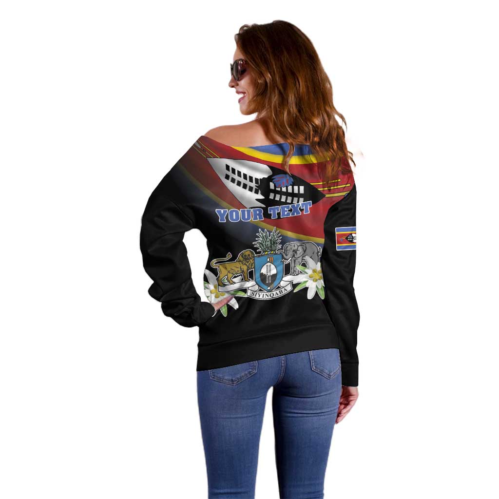 Personalized Eswatini Independece Day Off Shoulder Sweater Coat Of Arms With Map - Wonder Print Shop