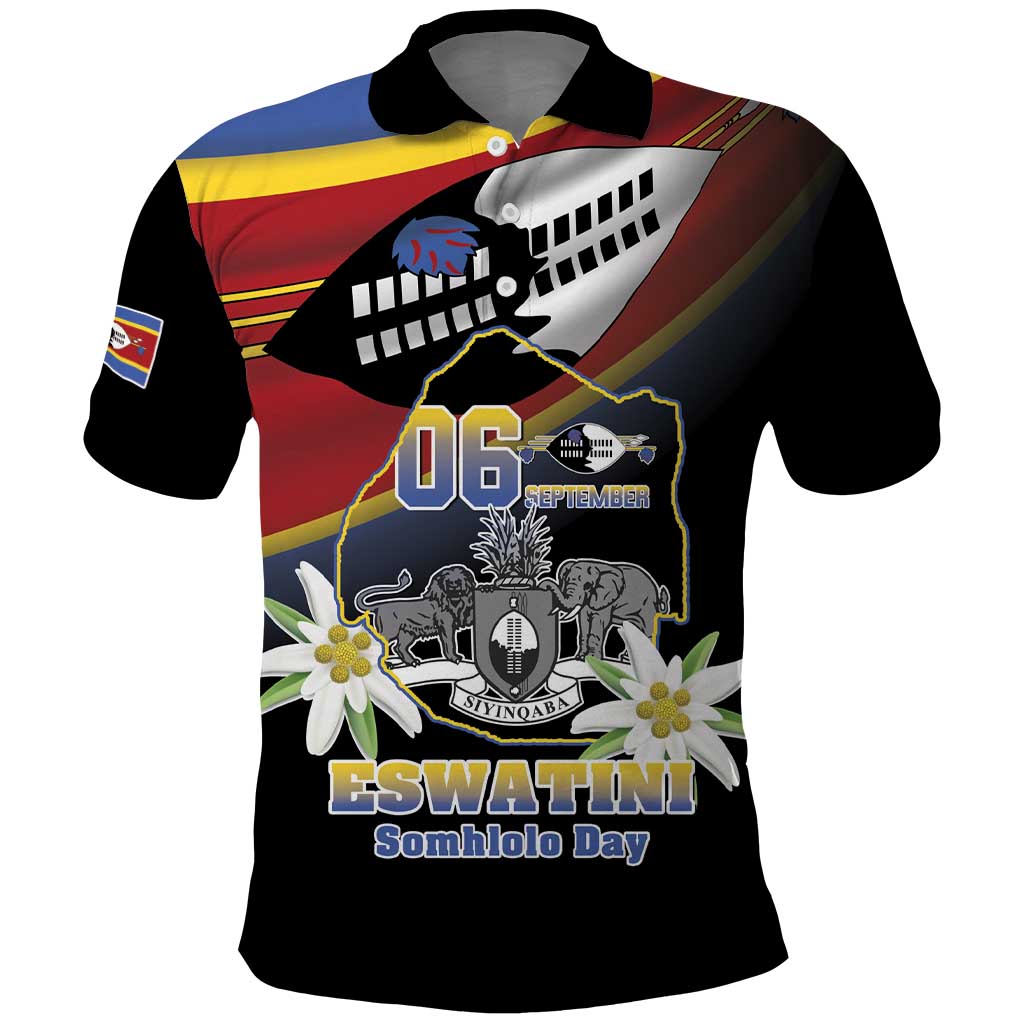 Personalized Eswatini Independece Day Polo Shirt Coat Of Arms With Map - Wonder Print Shop
