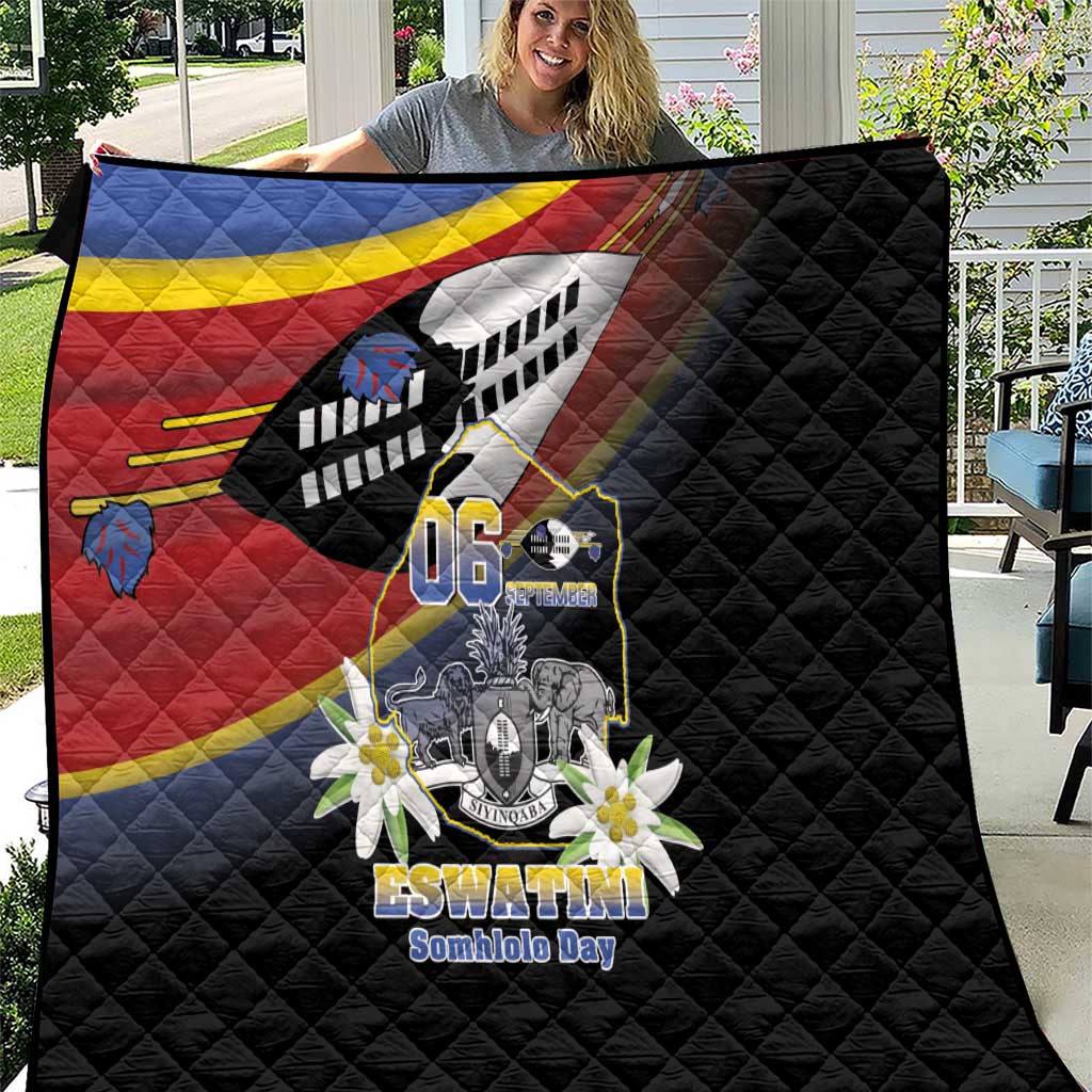 Eswatini Independece Day Quilt Coat Of Arms With Map - Wonder Print Shop
