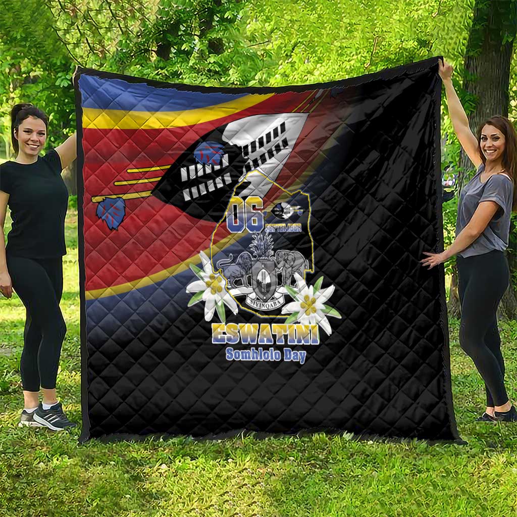 Eswatini Independece Day Quilt Coat Of Arms With Map - Wonder Print Shop