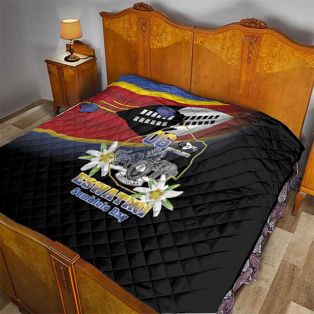 Eswatini Independece Day Quilt Coat Of Arms With Map - Wonder Print Shop