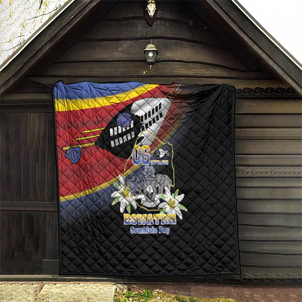 Eswatini Independece Day Quilt Coat Of Arms With Map - Wonder Print Shop