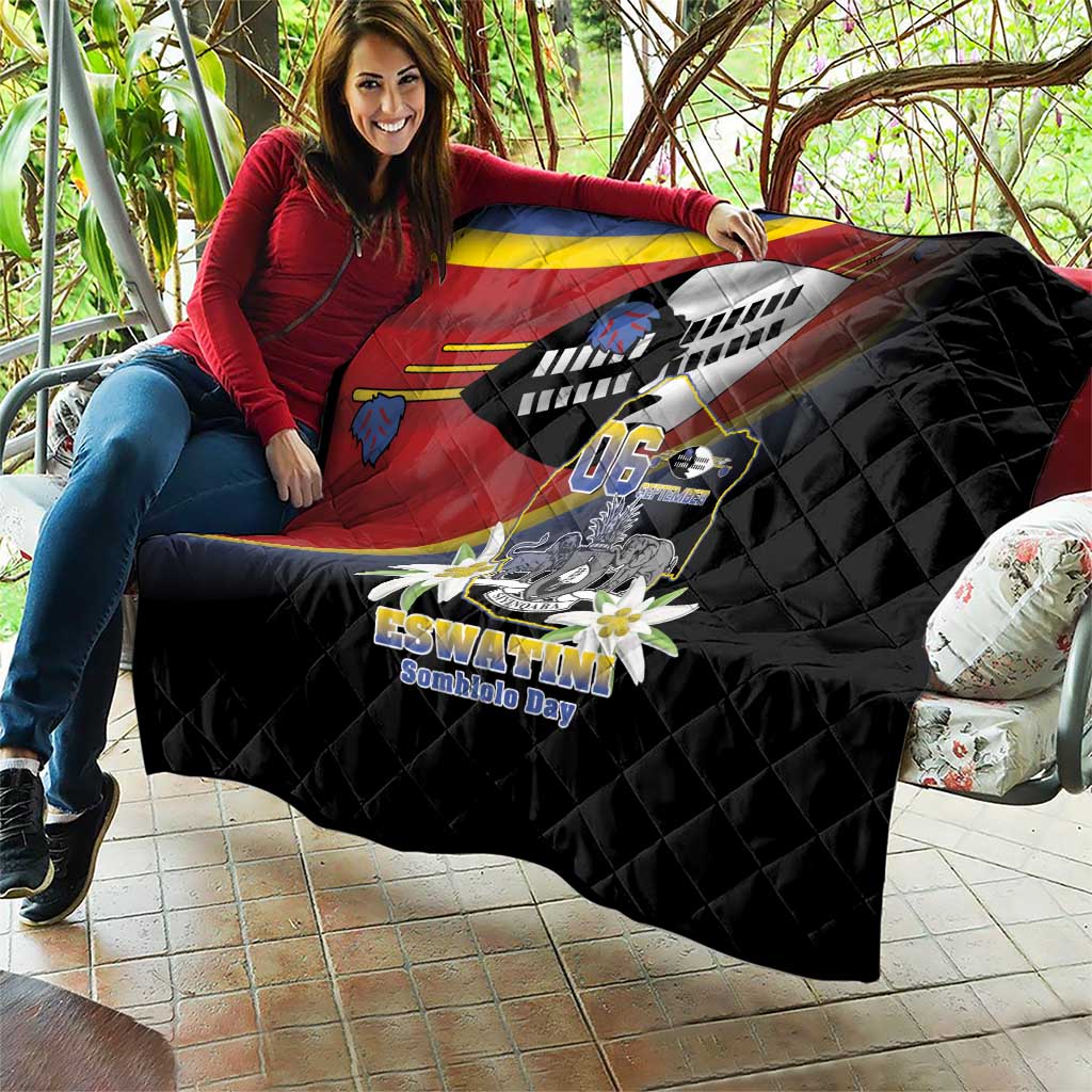 Eswatini Independece Day Quilt Coat Of Arms With Map - Wonder Print Shop