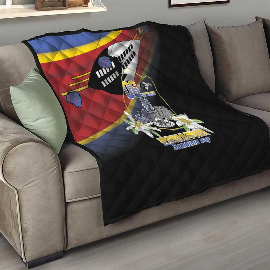 Eswatini Independece Day Quilt Coat Of Arms With Map - Wonder Print Shop