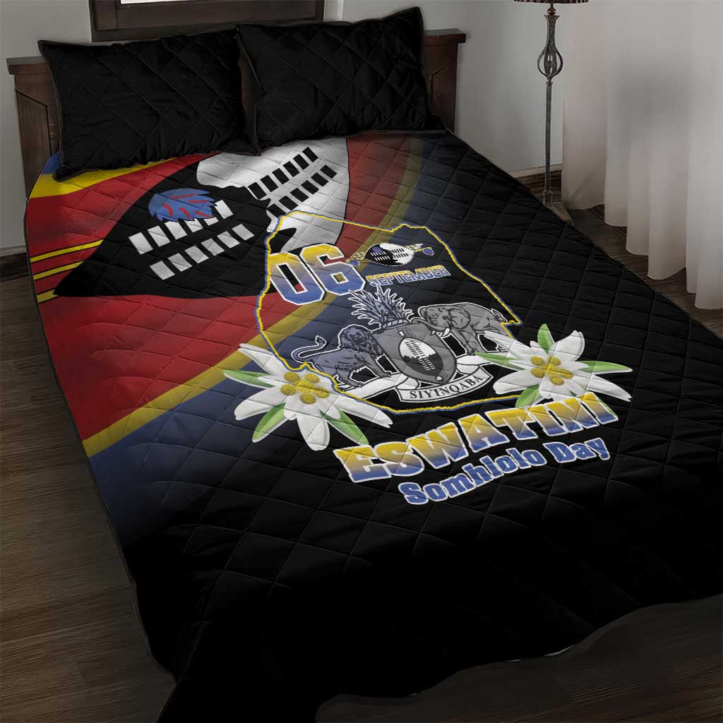 Eswatini Independece Day Quilt Bed Set Coat Of Arms With Map - Wonder Print Shop