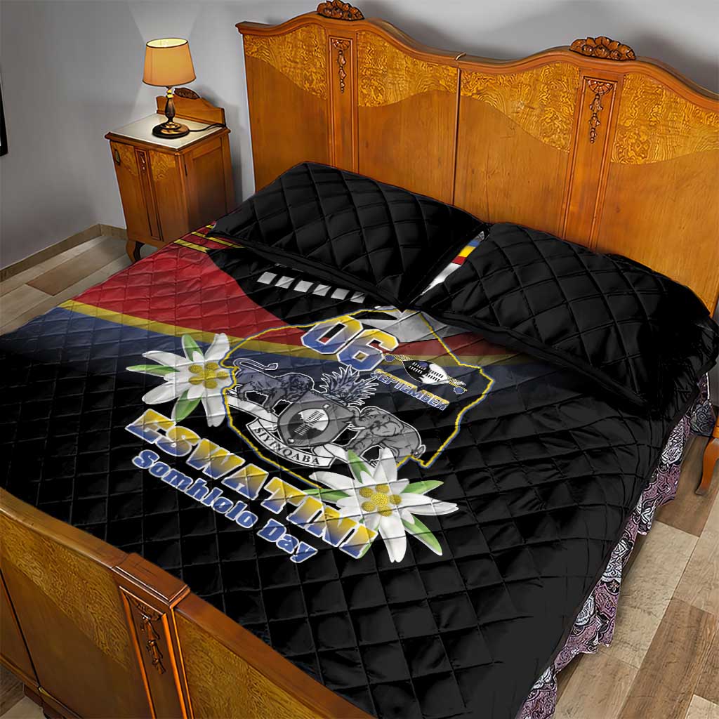 Eswatini Independece Day Quilt Bed Set Coat Of Arms With Map - Wonder Print Shop