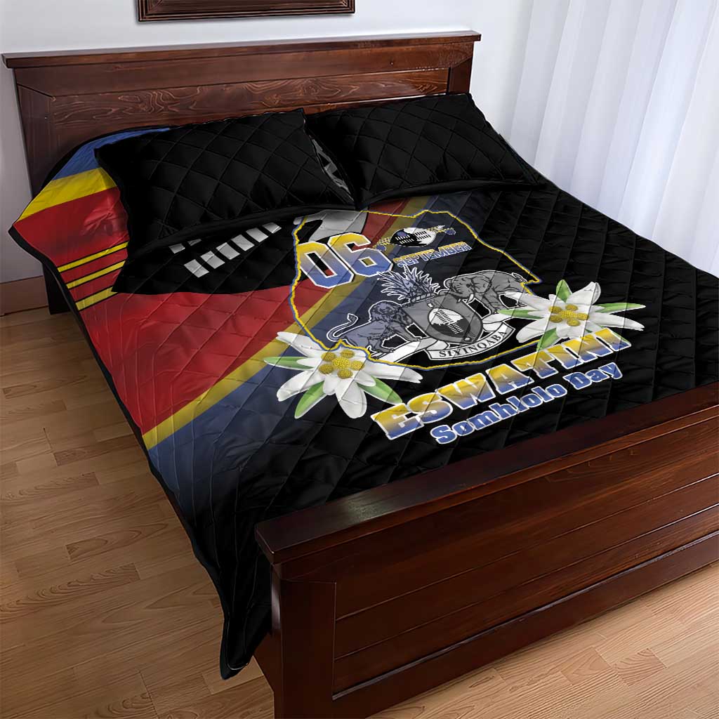 Eswatini Independece Day Quilt Bed Set Coat Of Arms With Map - Wonder Print Shop