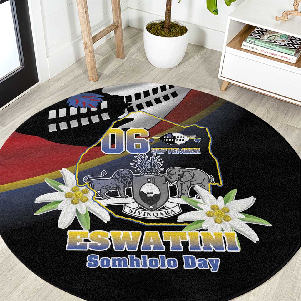Eswatini Independece Day Round Carpet Coat Of Arms With Map - Wonder Print Shop