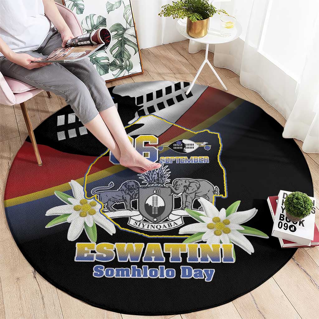 Eswatini Independece Day Round Carpet Coat Of Arms With Map - Wonder Print Shop