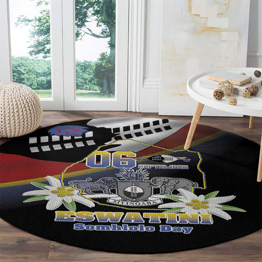 Eswatini Independece Day Round Carpet Coat Of Arms With Map - Wonder Print Shop