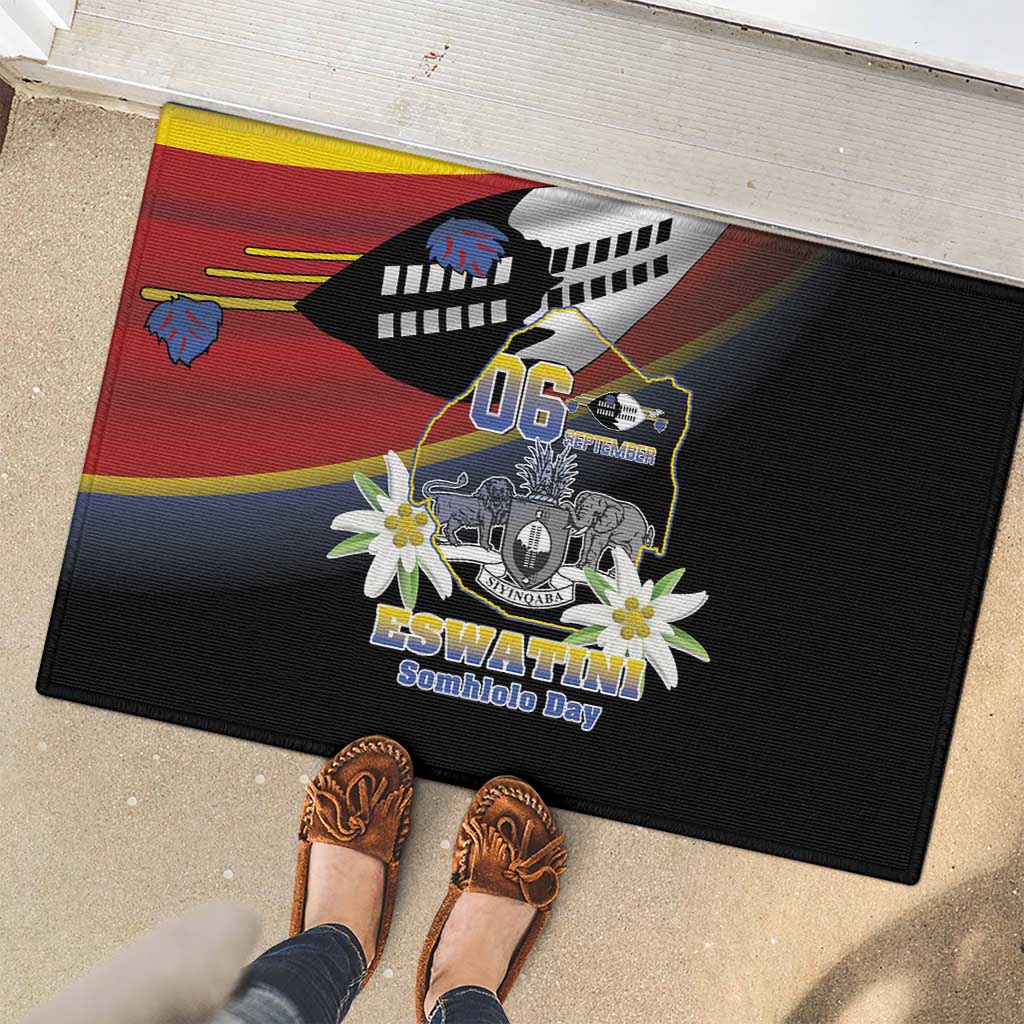 Eswatini Independece Day Rubber Doormat Coat Of Arms With Map - Wonder Print Shop