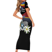 Personalized Eswatini Independece Day Short Sleeve Bodycon Dress Coat Of Arms With Map - Wonder Print Shop