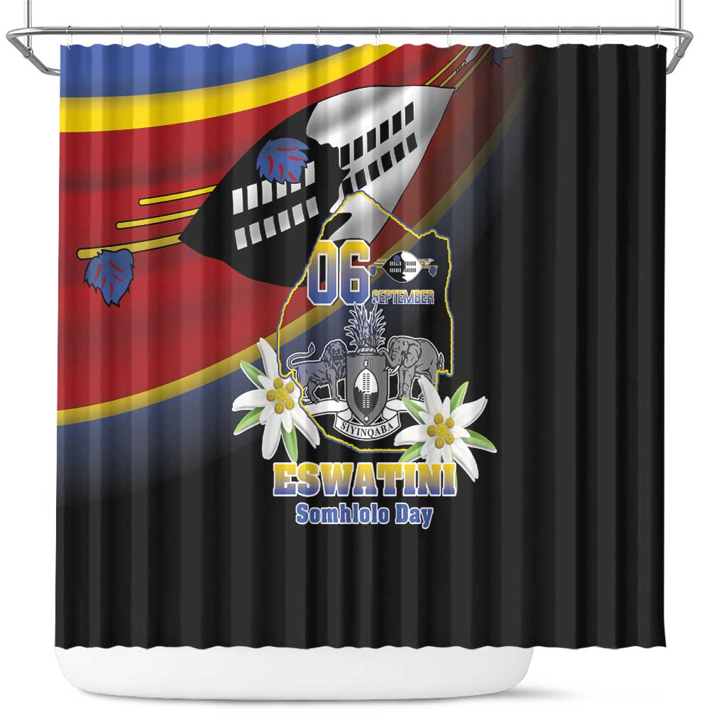 Eswatini Independece Day Shower Curtain Coat Of Arms With Map - Wonder Print Shop