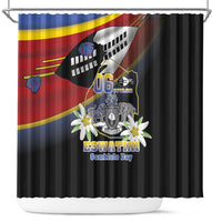 Eswatini Independece Day Shower Curtain Coat Of Arms With Map - Wonder Print Shop