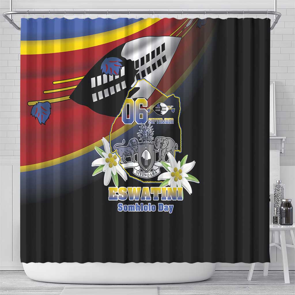 Eswatini Independece Day Shower Curtain Coat Of Arms With Map - Wonder Print Shop