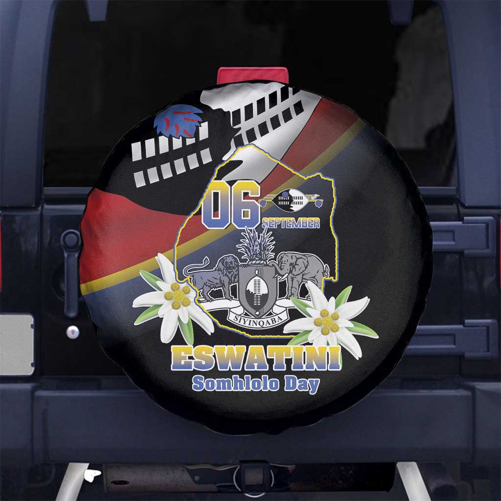 Eswatini Independece Day Spare Tire Cover Coat Of Arms With Map - Wonder Print Shop