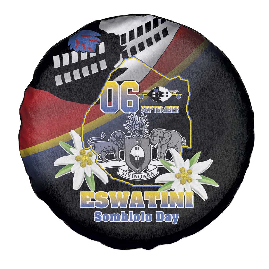 Eswatini Independece Day Spare Tire Cover Coat Of Arms With Map - Wonder Print Shop