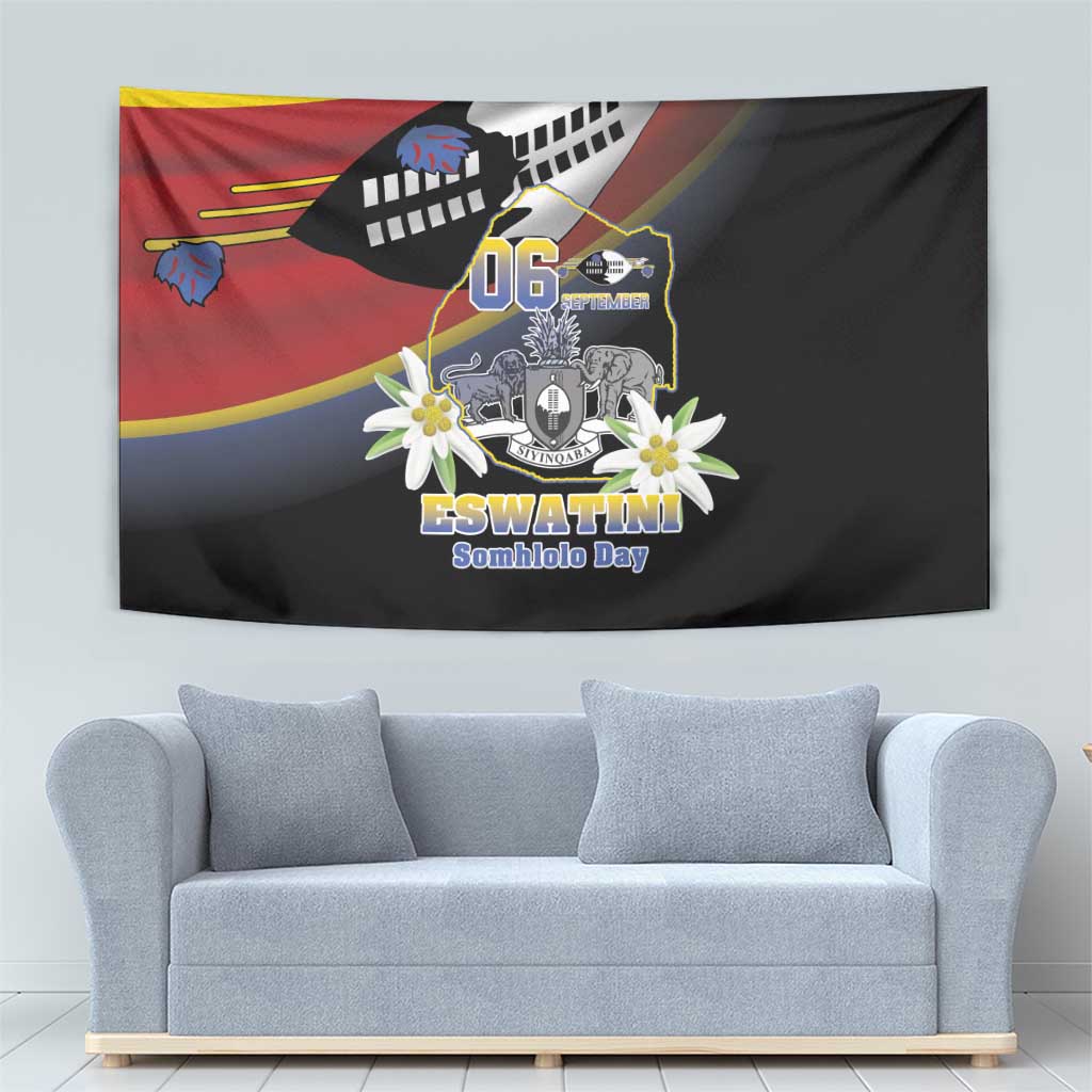 Eswatini Independece Day Tapestry Coat Of Arms With Map - Wonder Print Shop