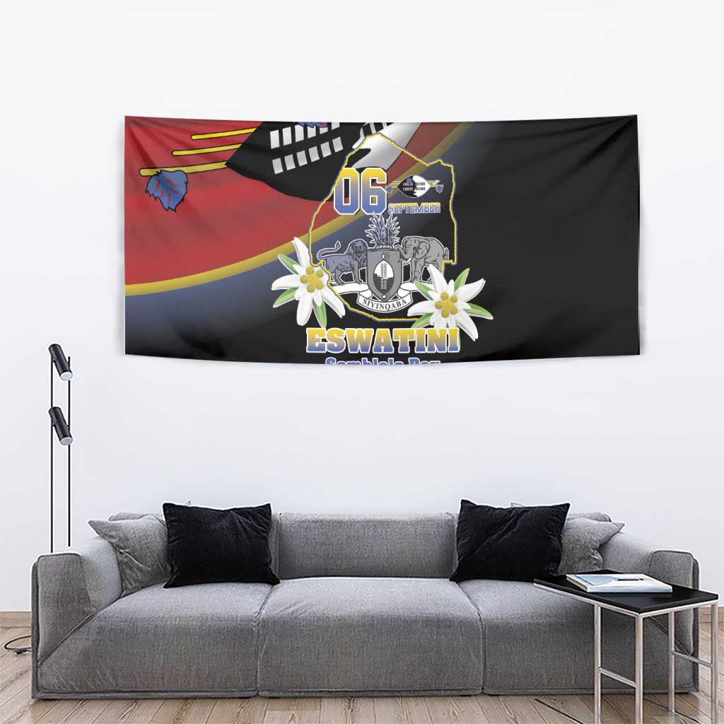 Eswatini Independece Day Tapestry Coat Of Arms With Map - Wonder Print Shop