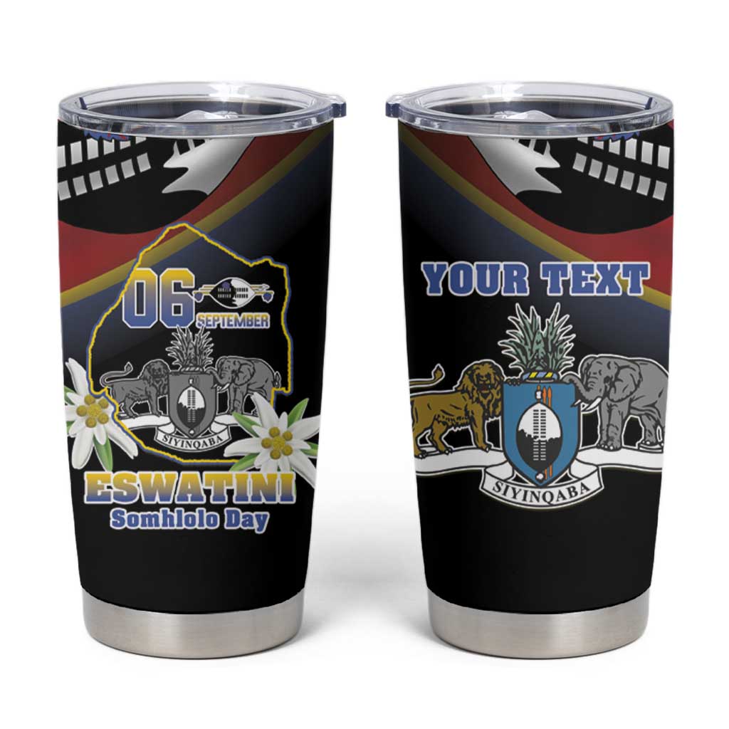 Personalized Eswatini Independece Day Tumbler Cup Coat Of Arms With Map - Wonder Print Shop
