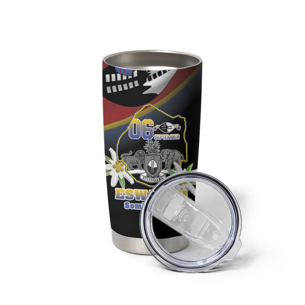 Personalized Eswatini Independece Day Tumbler Cup Coat Of Arms With Map - Wonder Print Shop