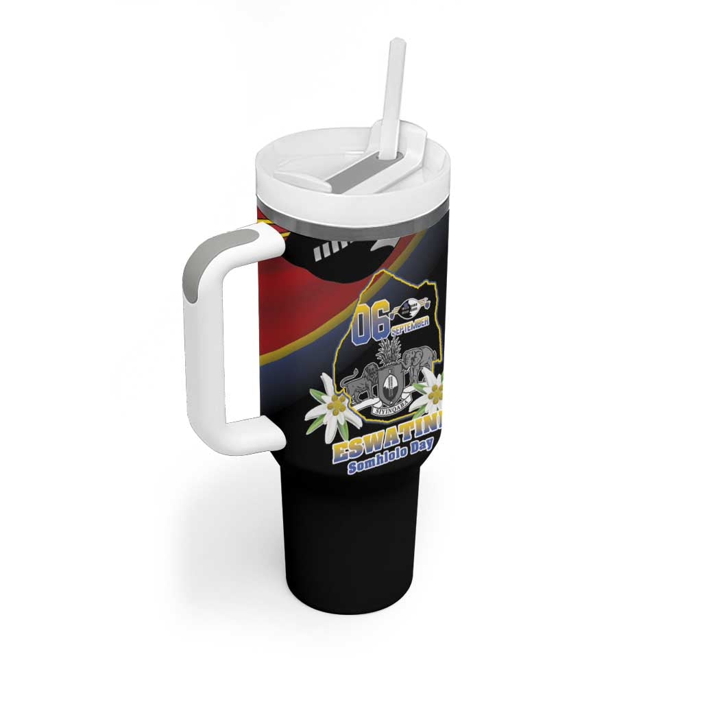 Personalized Eswatini Independece Day Tumbler With Handle Coat Of Arms With Map - Wonder Print Shop