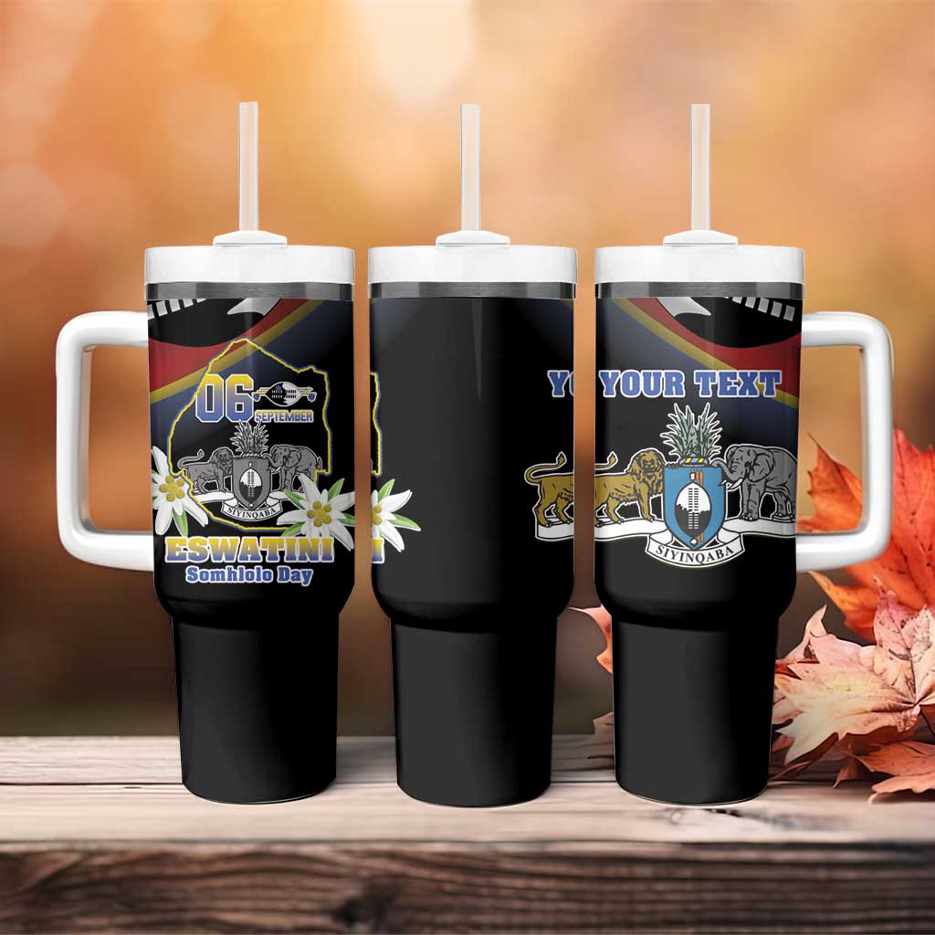 Personalized Eswatini Independece Day Tumbler With Handle Coat Of Arms With Map - Wonder Print Shop