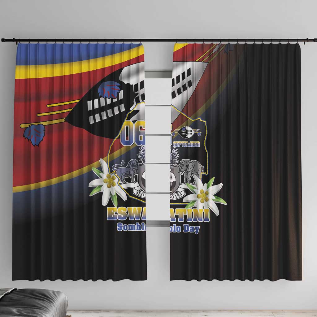 Eswatini Independece Day Window Curtain Coat Of Arms With Map - Wonder Print Shop