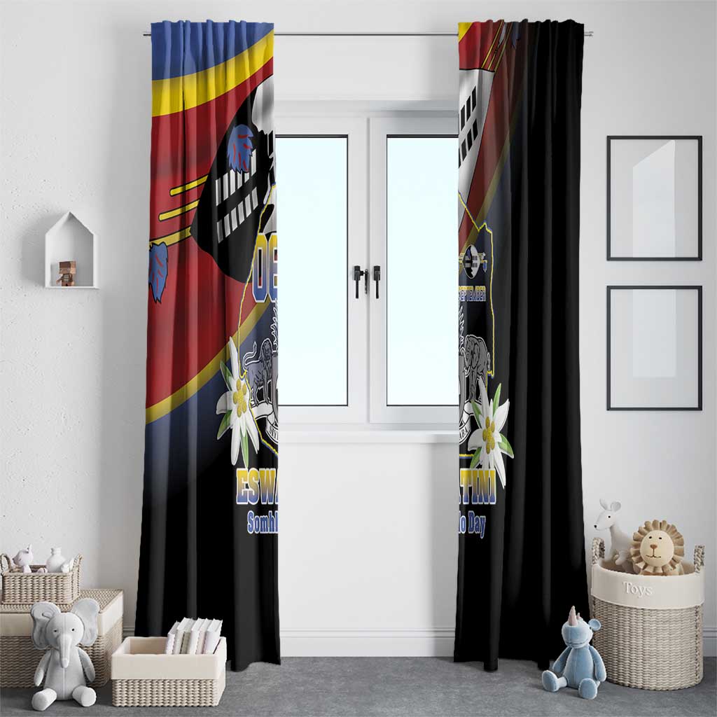 Eswatini Independece Day Window Curtain Coat Of Arms With Map - Wonder Print Shop