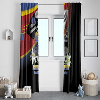 Eswatini Independece Day Window Curtain Coat Of Arms With Map - Wonder Print Shop
