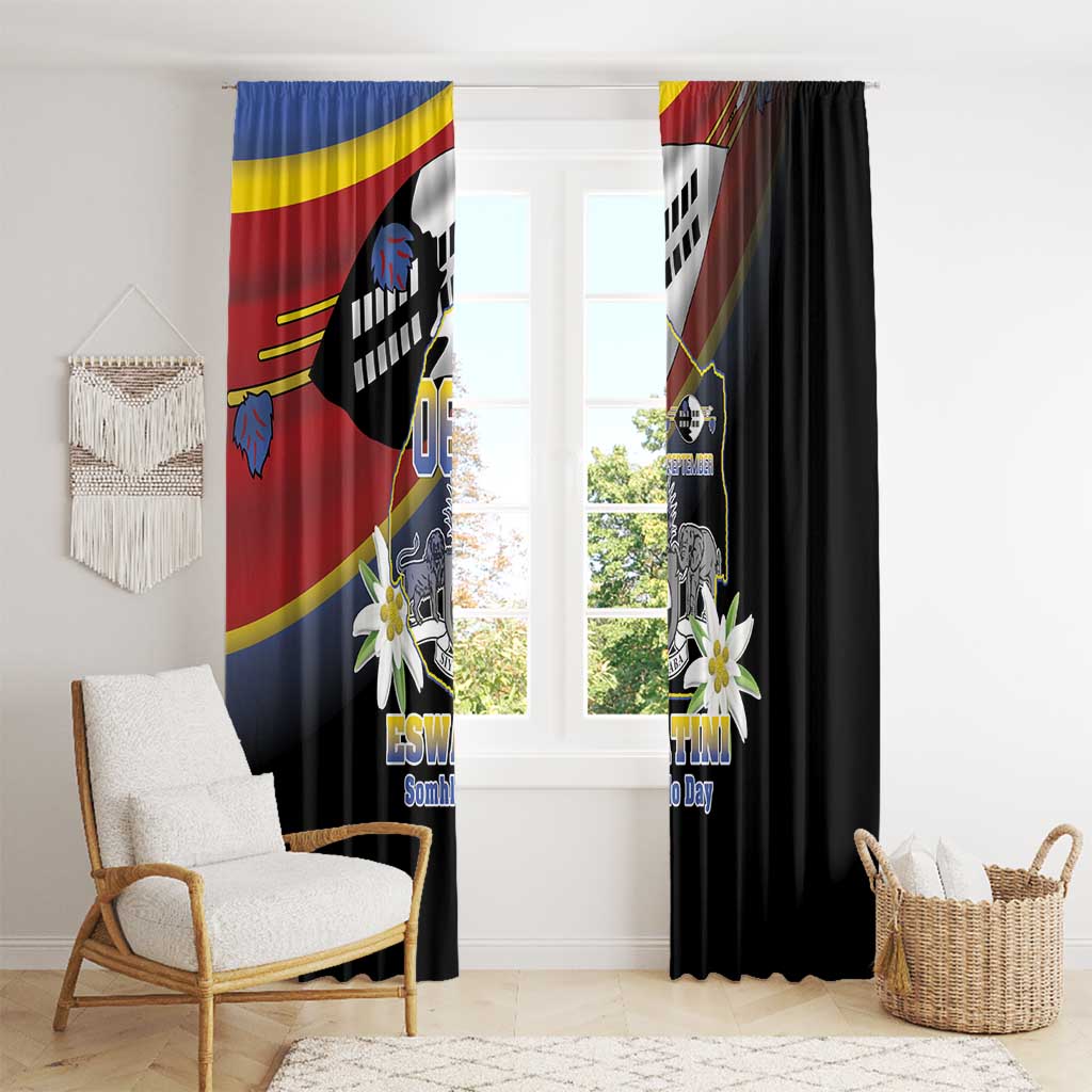 Eswatini Independece Day Window Curtain Coat Of Arms With Map - Wonder Print Shop