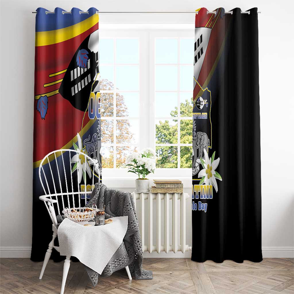 Eswatini Independece Day Window Curtain Coat Of Arms With Map - Wonder Print Shop