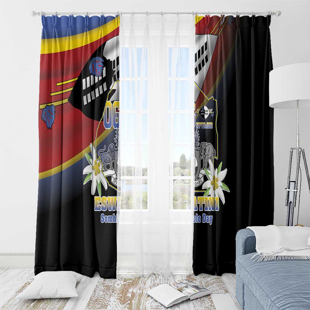 Eswatini Independece Day Window Curtain Coat Of Arms With Map - Wonder Print Shop