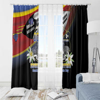 Eswatini Independece Day Window Curtain Coat Of Arms With Map - Wonder Print Shop