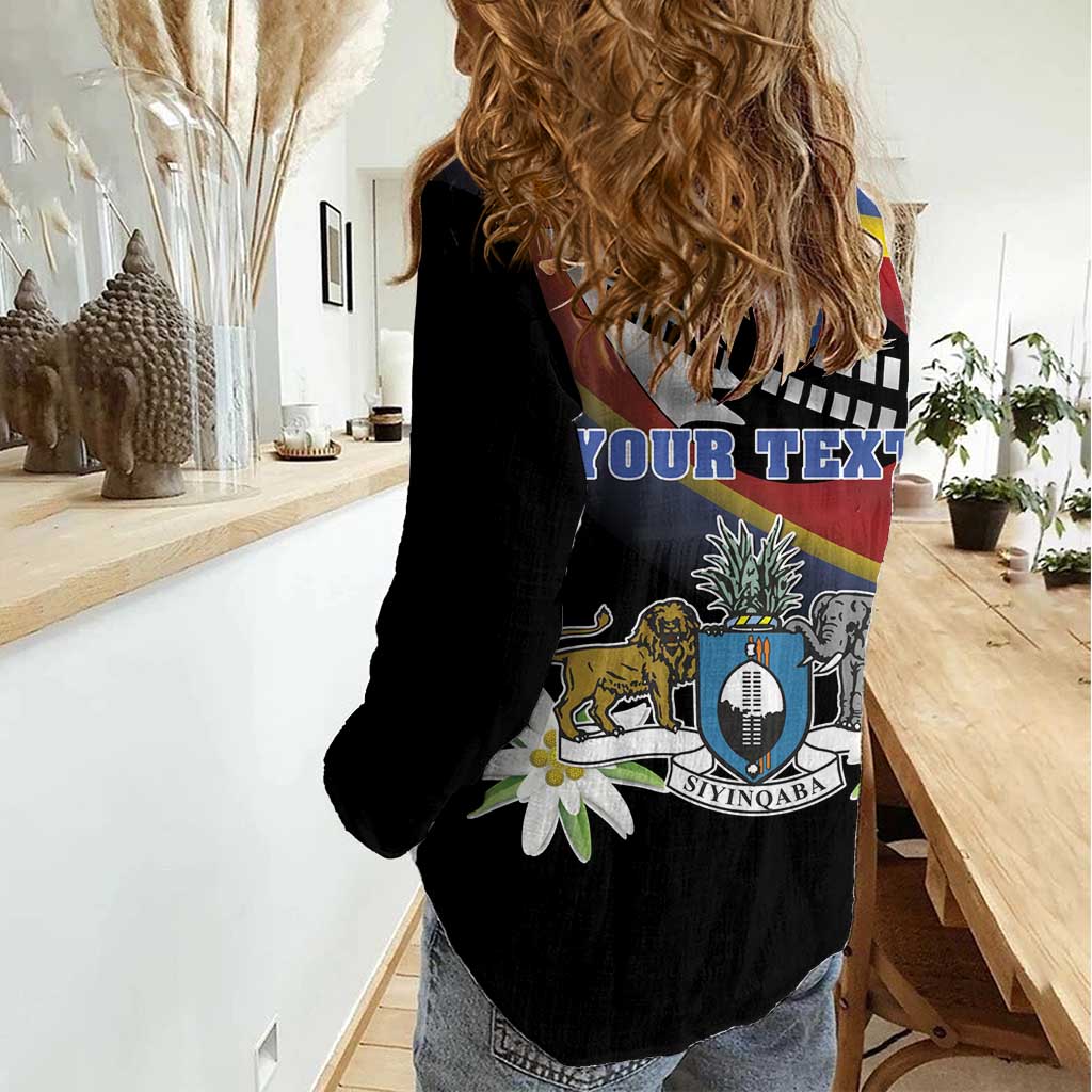 Personalized Eswatini Independece Day Women Casual Shirt Coat Of Arms With Map - Wonder Print Shop