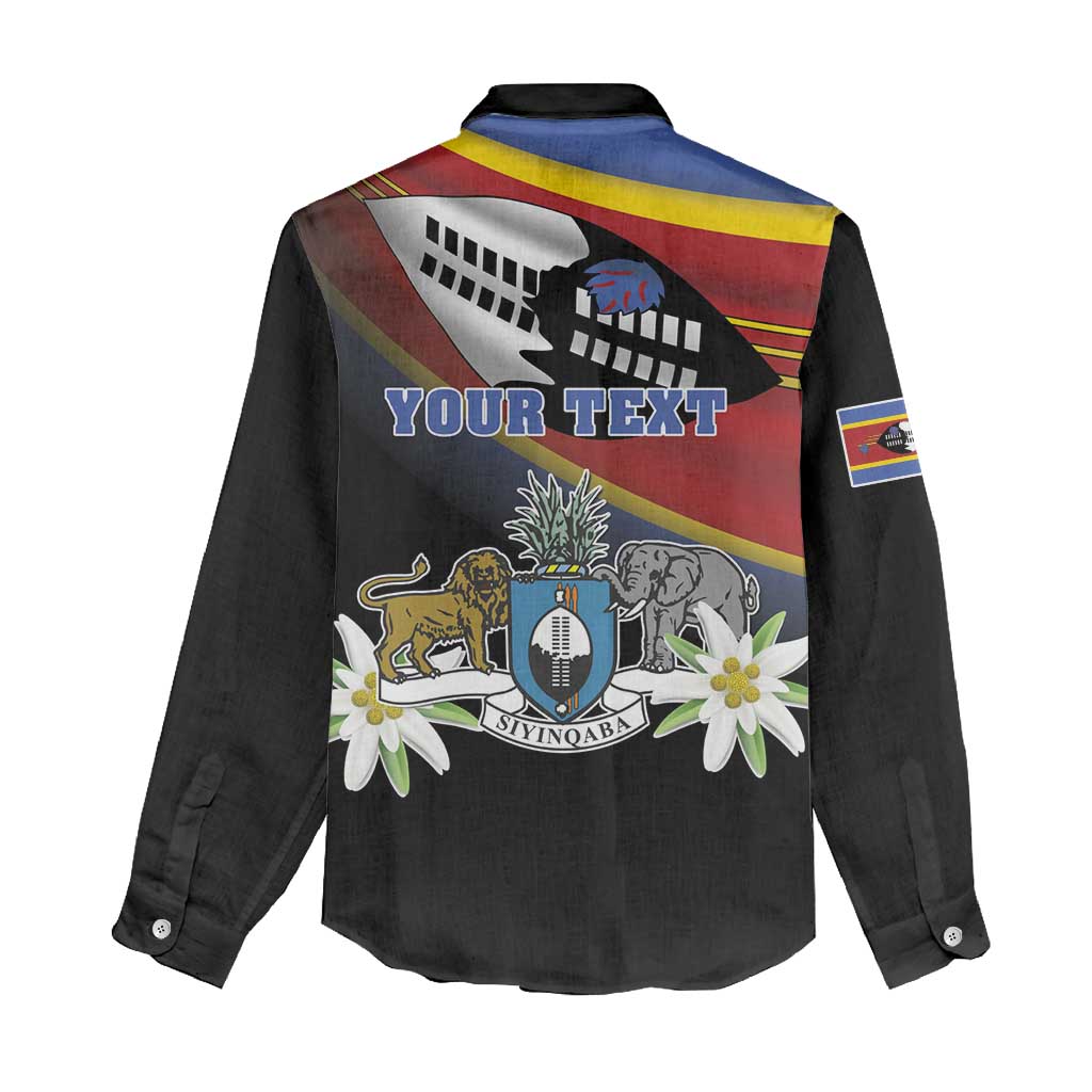 Personalized Eswatini Independece Day Women Casual Shirt Coat Of Arms With Map - Wonder Print Shop