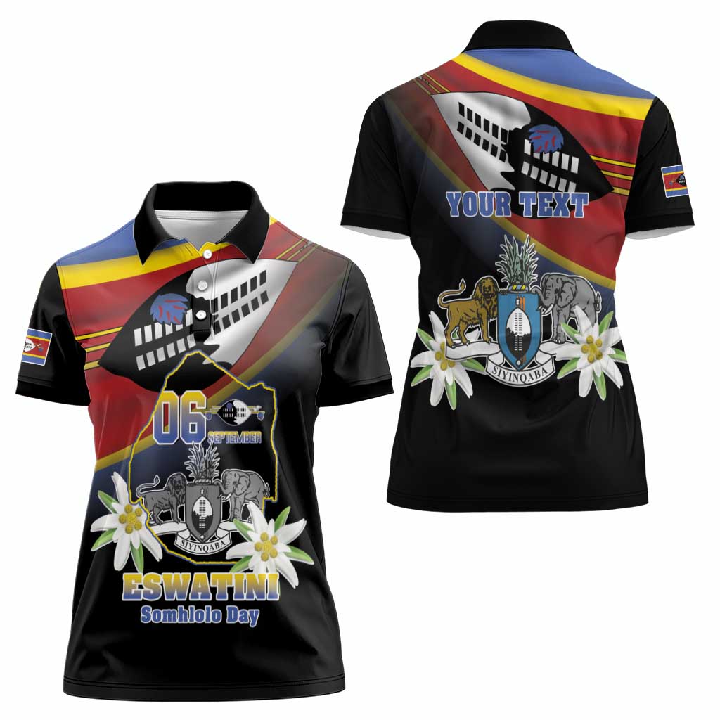 Personalized Eswatini Independece Day Women Polo Shirt Coat Of Arms With Map - Wonder Print Shop
