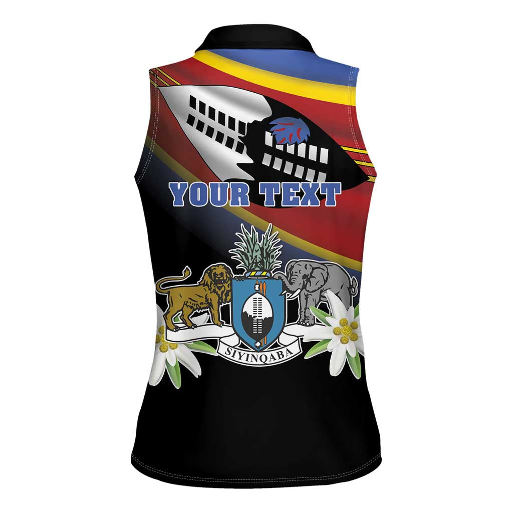 Personalized Eswatini Independece Day Women Sleeveless Polo Shirt Coat Of Arms With Map - Wonder Print Shop