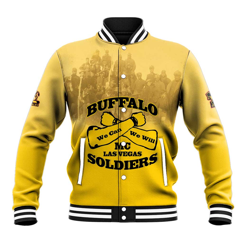 Personalized African American Buffalo Soldier Baseball Jacket We Can We Will - Yellow - Wonder Print Shop