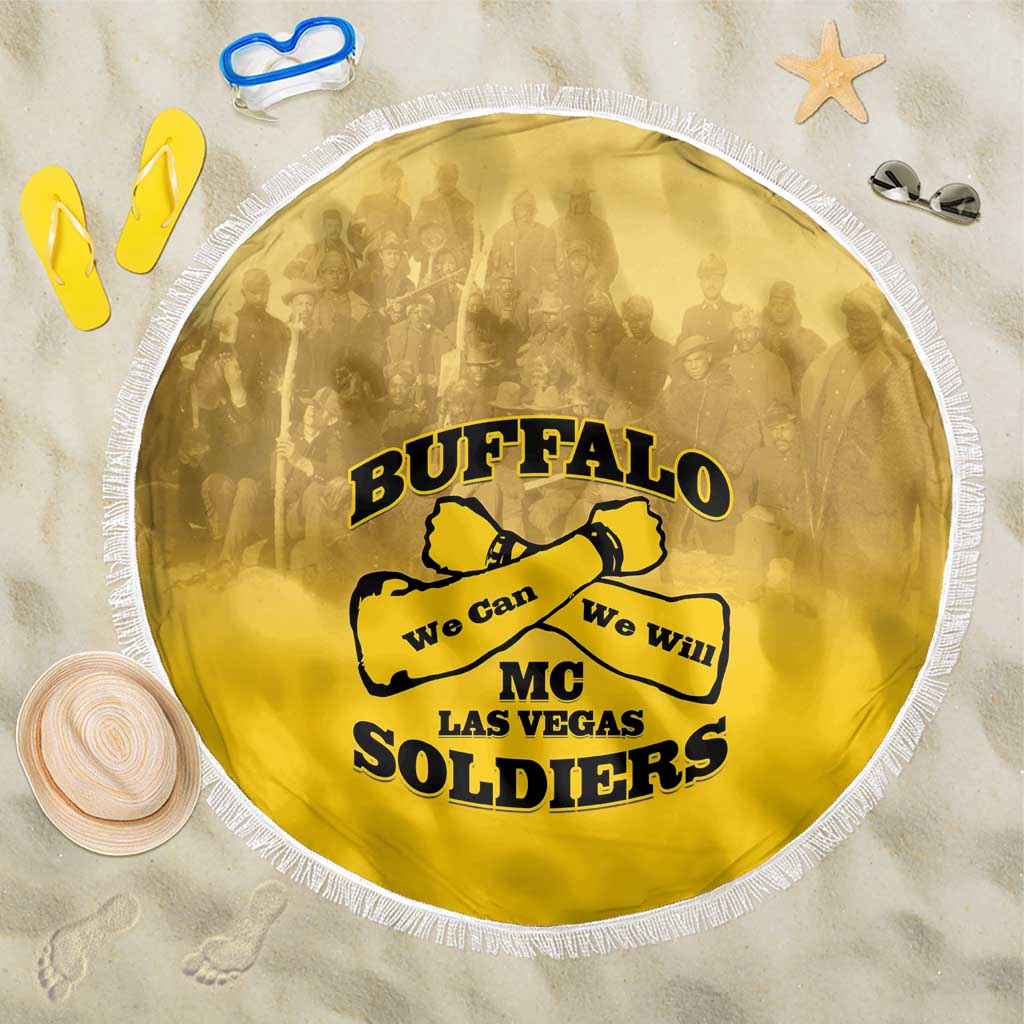 African American Buffalo Soldier Beach Blanket We Can We Will - Yellow - Wonder Print Shop