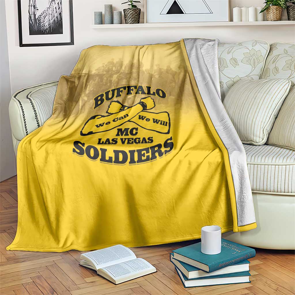 African American Buffalo Soldier Blanket We Can We Will - Yellow - Wonder Print Shop