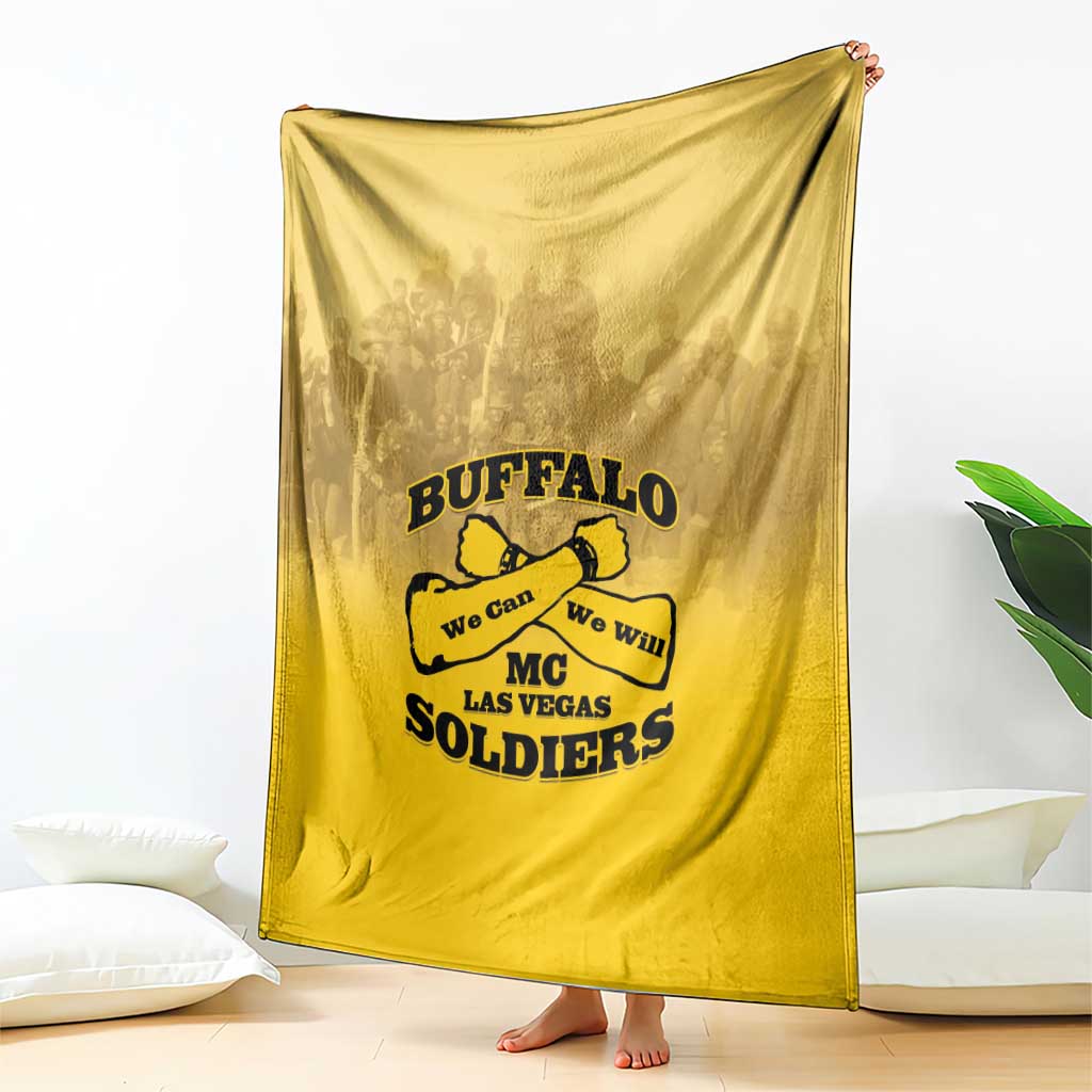 African American Buffalo Soldier Blanket We Can We Will - Yellow - Wonder Print Shop