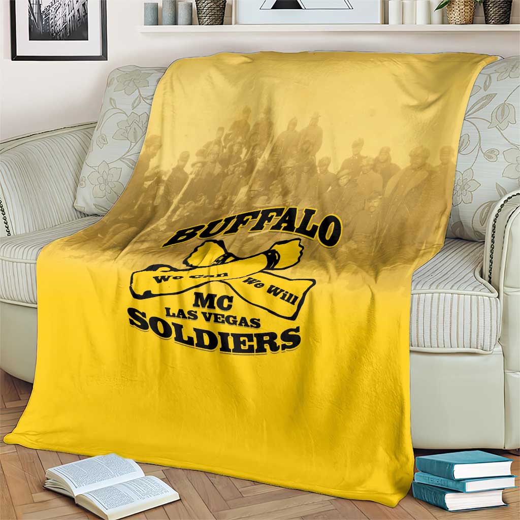 African American Buffalo Soldier Blanket We Can We Will - Yellow - Wonder Print Shop