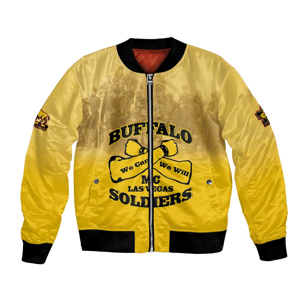 Personalized African American Buffalo Soldier Bomber Jacket We Can We Will - Yellow - Wonder Print Shop
