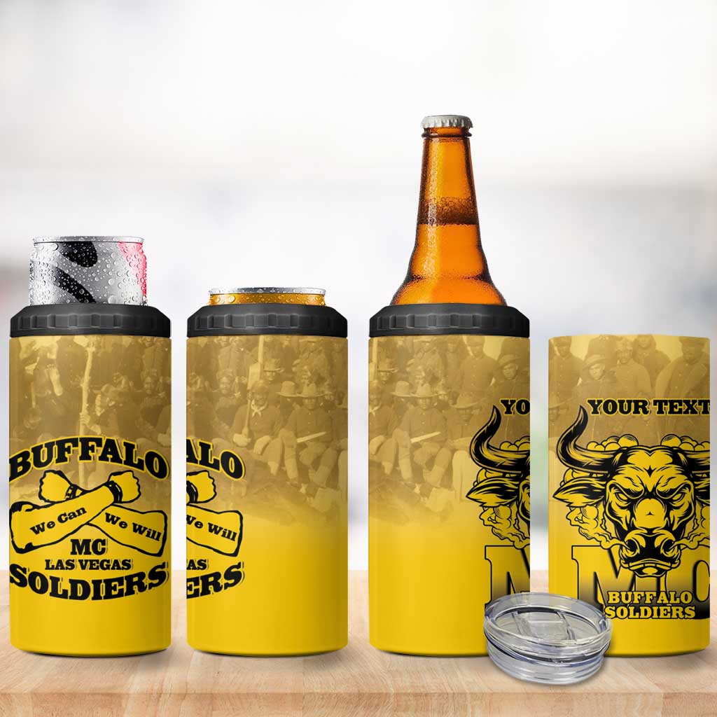 Personalized African American Buffalo Soldier 4 in 1 Can Cooler Tumbler We Can We Will - Yellow - Wonder Print Shop