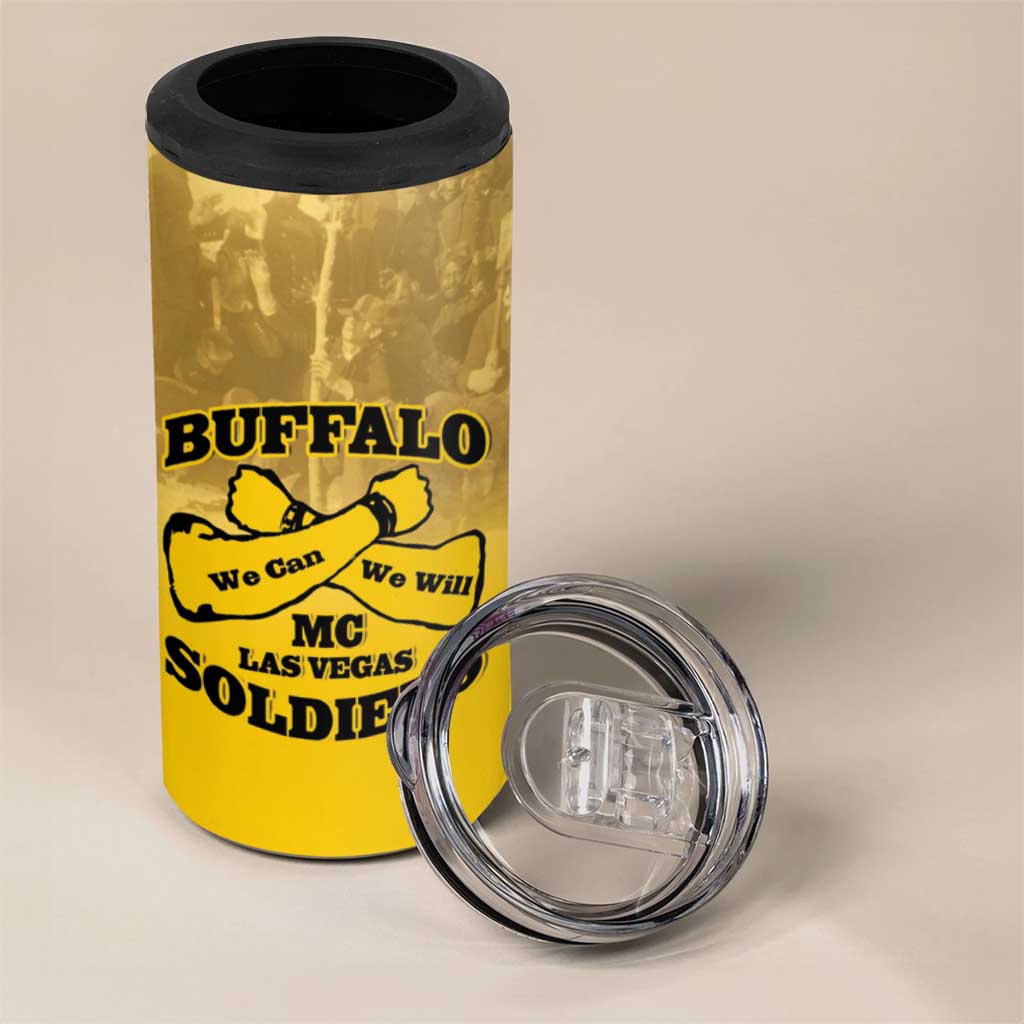 Personalized African American Buffalo Soldier 4 in 1 Can Cooler Tumbler We Can We Will - Yellow - Wonder Print Shop