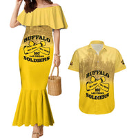 Personalized African American Buffalo Soldier Couples Matching Mermaid Dress and Hawaiian Shirt We Can We Will - Yellow - Wonder Print Shop