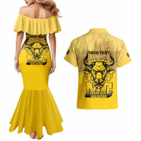 Personalized African American Buffalo Soldier Couples Matching Mermaid Dress and Hawaiian Shirt We Can We Will - Yellow - Wonder Print Shop
